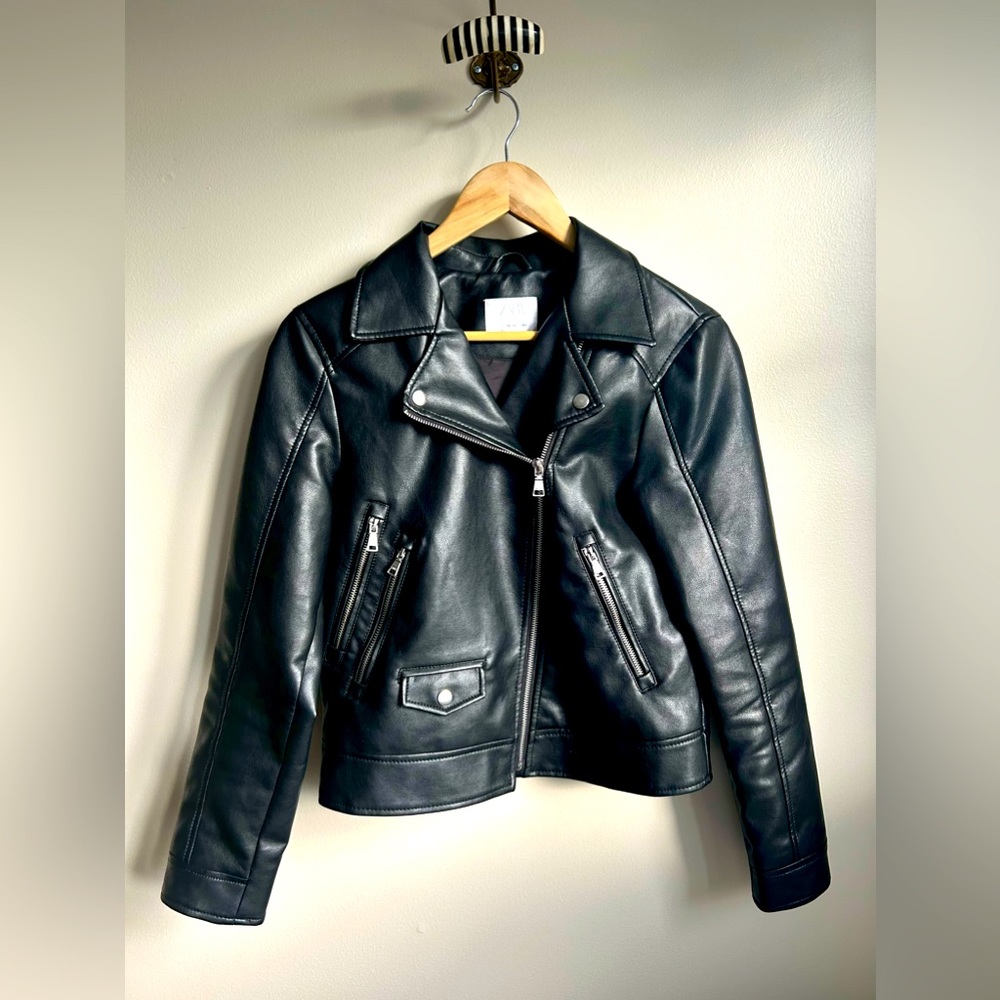 Faux Leather Crop Biker Jacket